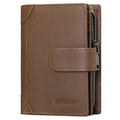 Men's Wallet Genuine Leather Wallets for Men RFID Blocking Card Holder with Zipper Coin Purse