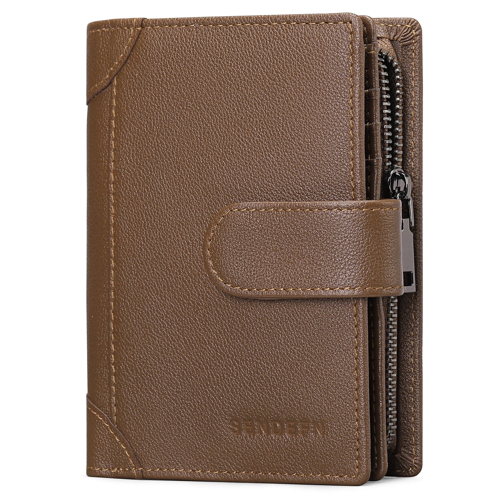 Men's Wallet Genuine Leather Wallets for Men RFID Blocking Card Holder with Zipper Coin Purse