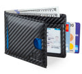 RFID Blocking Bifold | Slim Genuine Leather | Minimalist Front Pocket Wallets for Men | Carbon Fiber