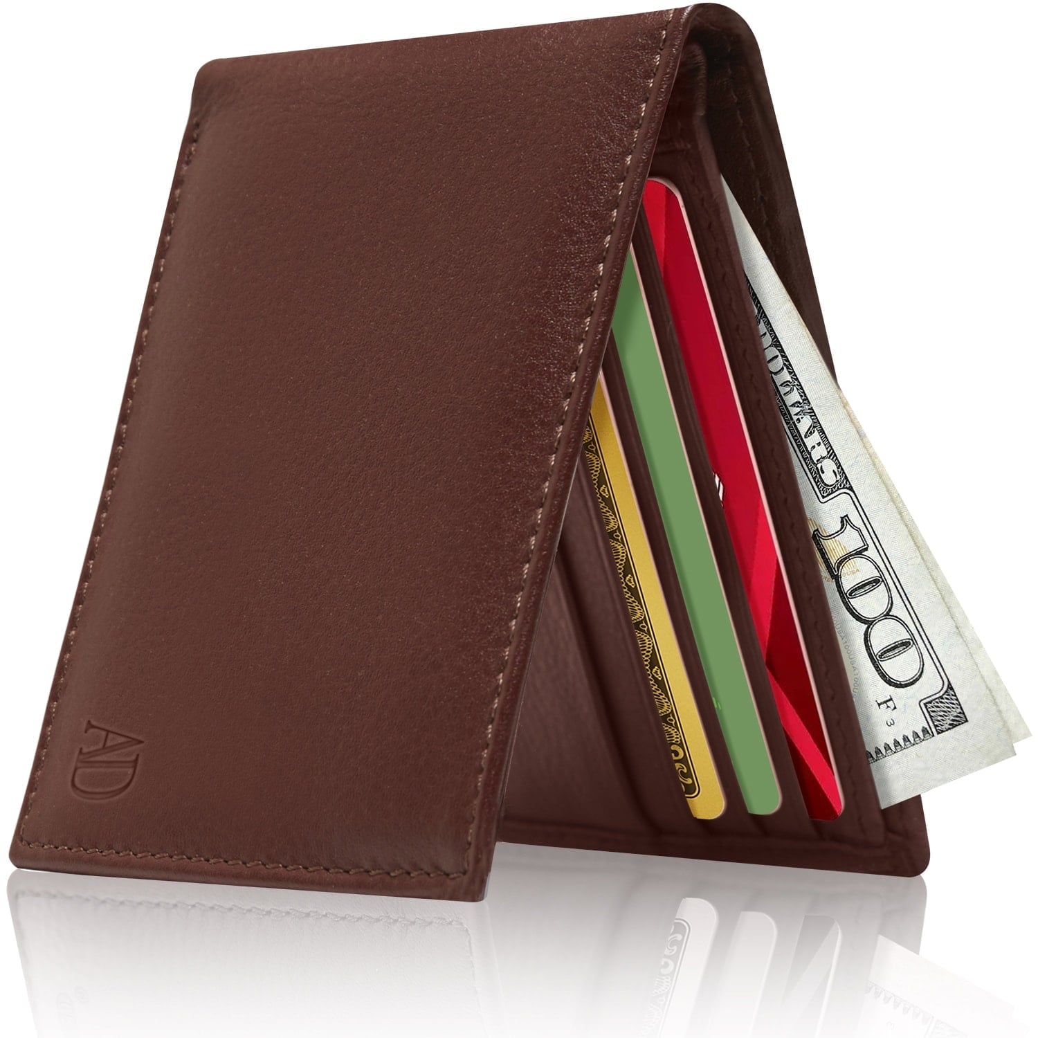 Slim Leather Bifold Wallets For Men - Minimalist Small Thin Mens Wallet RFID Blocking Card Holder ID Window Gifts For...
