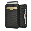 Vaultskin Mens RFID Blocking Slim Leather Card Wallet - Minimalist Front Pocket Cardholder in Carbon Black