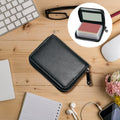 Slim Leather Card Holder,RFID Blocking Credit Card Organizer,Small Thin Wallet for Men and Women,Zip Around Coin Purse,Driver's License ID C