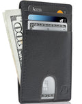 Slim Minimalist Front Pocket Wallets For Men & Women - Genuine Leather Credit Card Holder W/ Thumbhole RFID Wallet Wi...