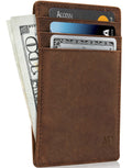 Slim Minimalist Wallets For Men & Women - Genuine Leather Credit Card Holder Front Pocket RFID Blocking Wallet With Gift Box