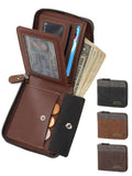 Men's Leather Bifold Wallet, Waterproof RFID Blocking Wallets Zipper Purse with Credit Card Holder ID Window, Black