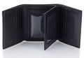 Leather Trifold RFID Wallet For Men With Flip Out ID Holder (Black)