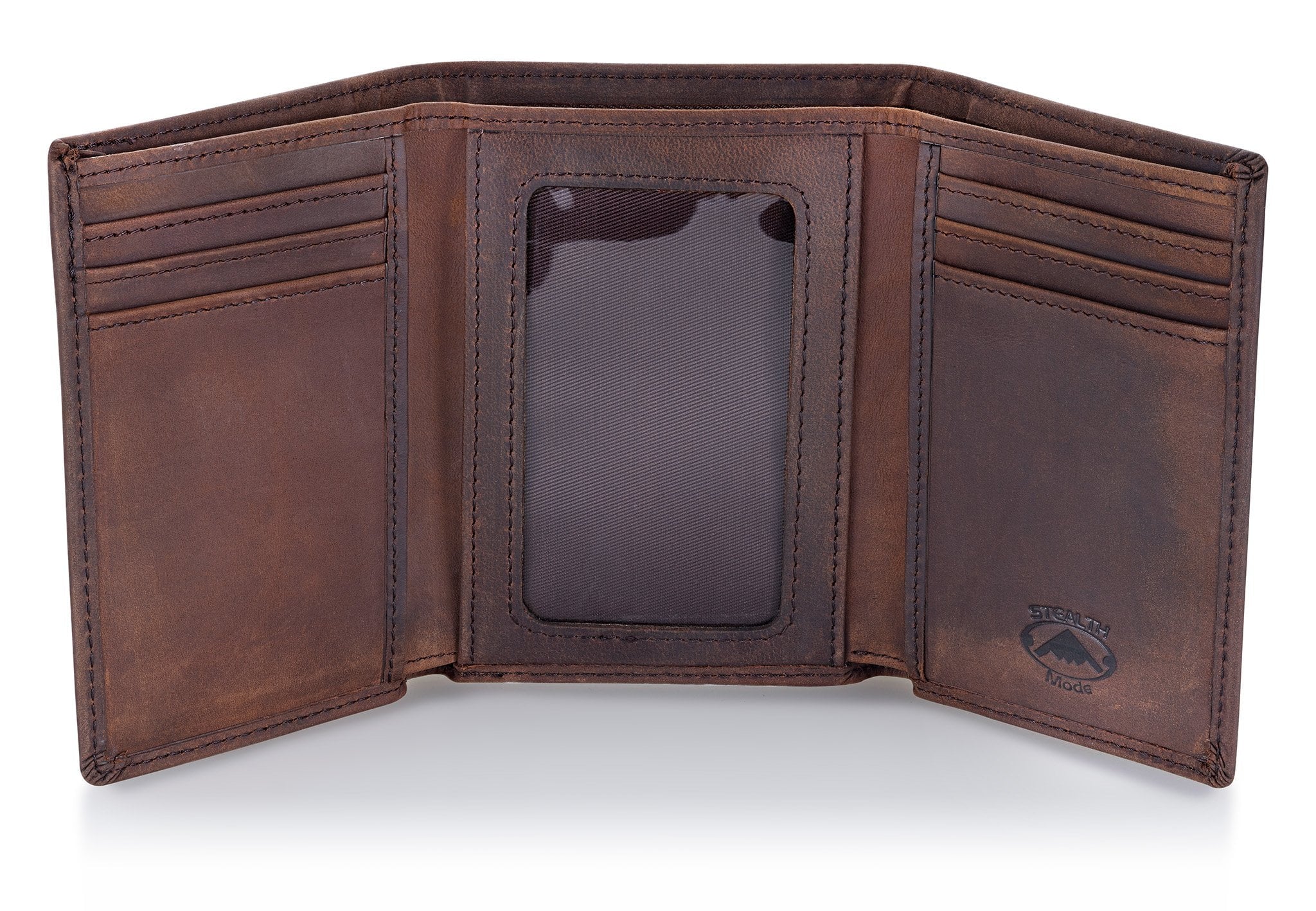 Trifold Leather Wallet for Men with RFID Blocking (Brown)