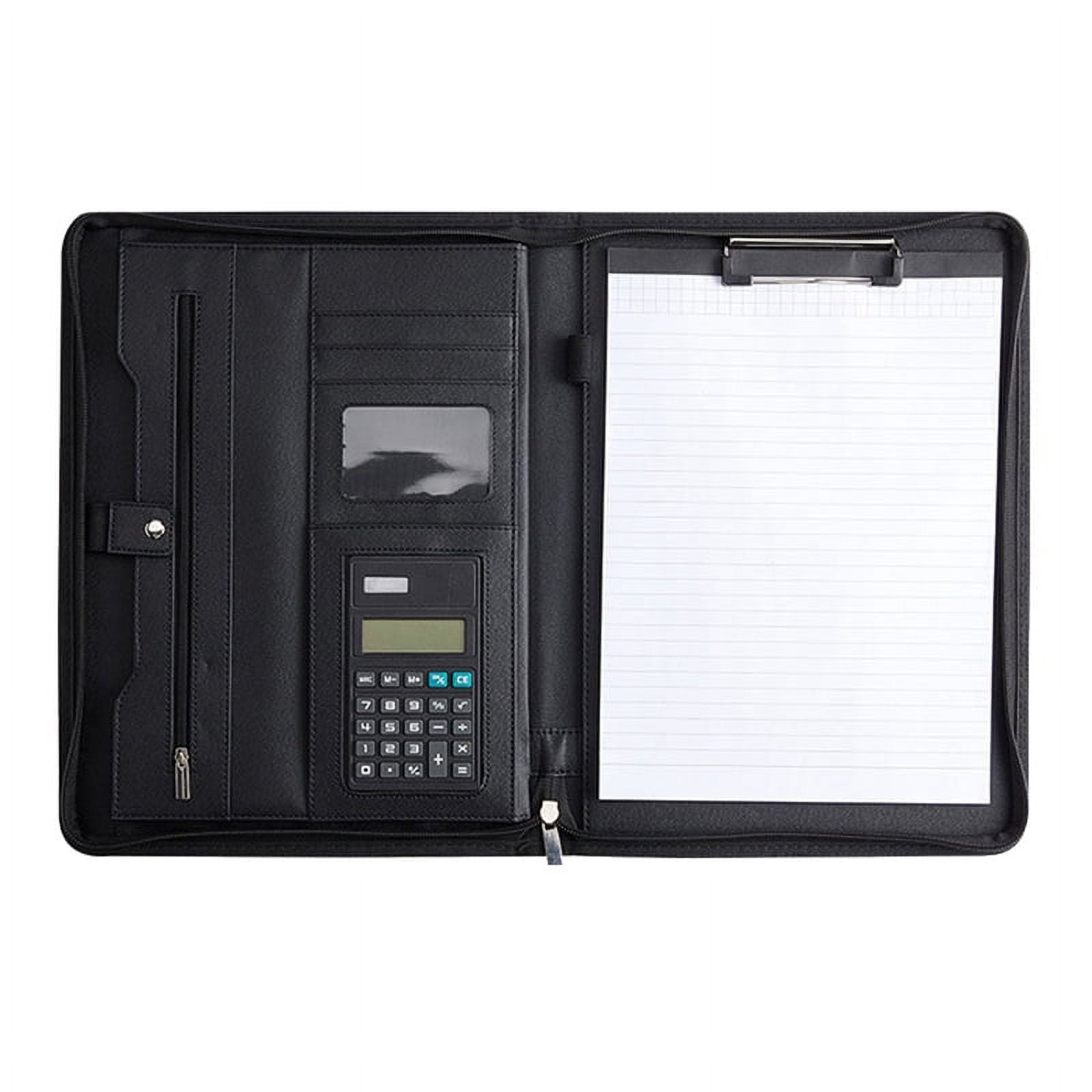 with Zipper for Women/Men, Business Padfolio with Handle, Conference Notepad Black