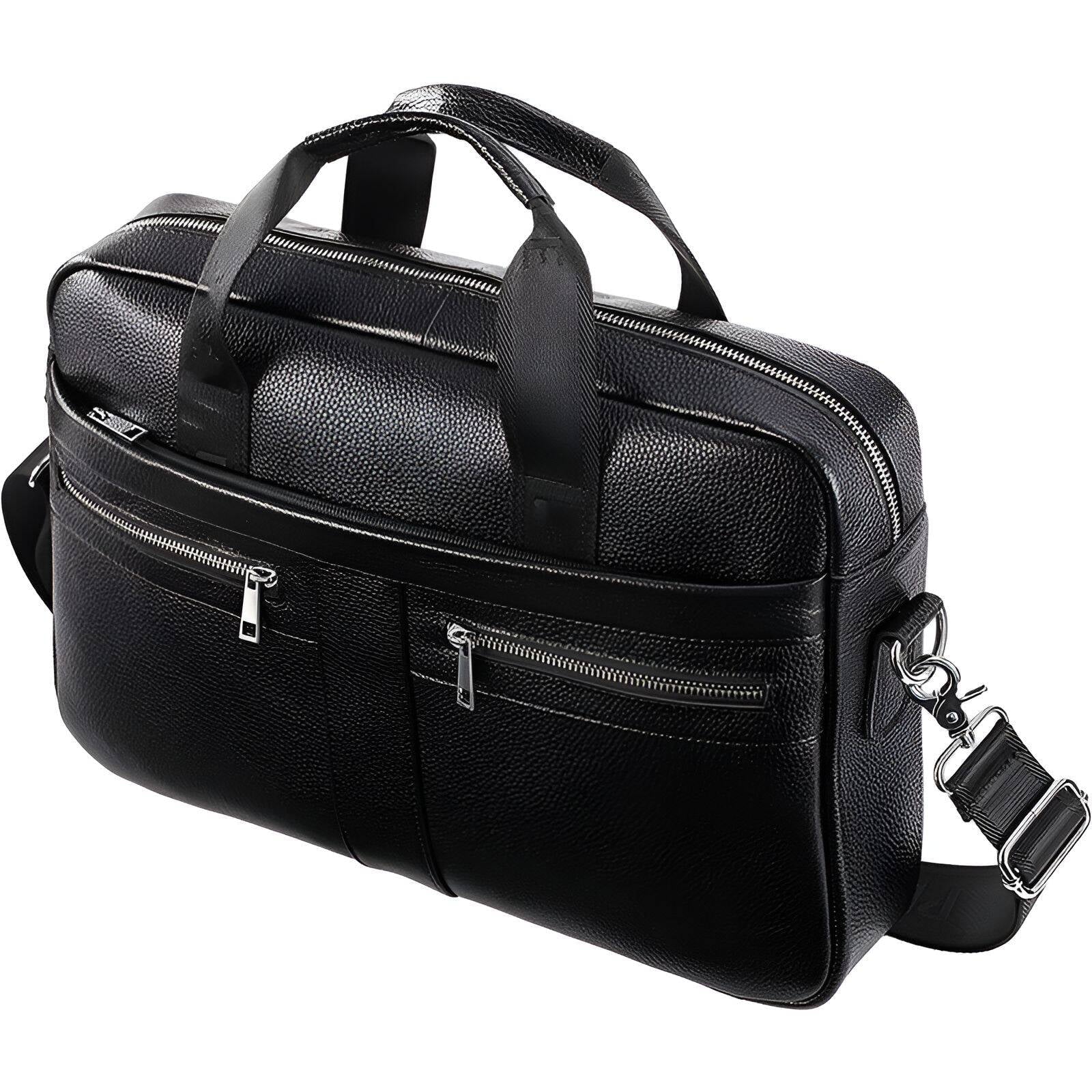 for Men,High-End Texture Leather Laptop Bag for Men,Three Carrying Options Leather Briefcase for Men,Black