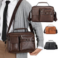 Messenger Bag for Men, 14 Inch Laptop Bag for Work Office, Handbag PU Leather Adjustable Strap Briefcase for Business Trip, Shoulder Bag Cro