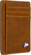 Texas Lone Star with Map on Cardholder, Slim Front Pocket Wallet, PU Leather, Khaki, Card Holder, RFID Blocking with ...