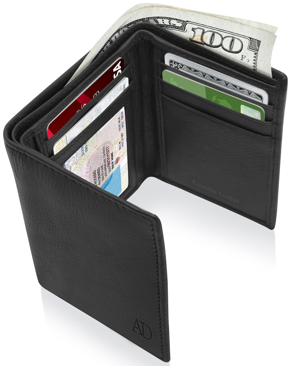 Trifold Wallets For Men RFID - Leather Slim Mens Wallet With ID Window Front Pocket Wallet Gifts For Men
