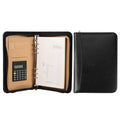 A5 Business Portfolio PU Leather Padfolio Organizer Legal Document Folder Zipper Professional, Black