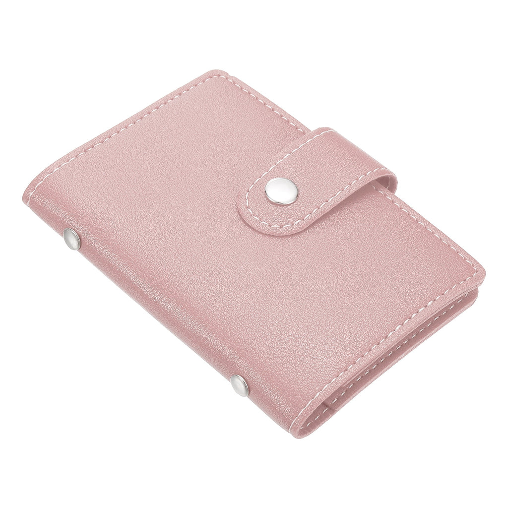 Credit Card Holder, 1 Pack Slim Wallet Leather Purse Business Cards Protector with 26 Card Slots, Pink