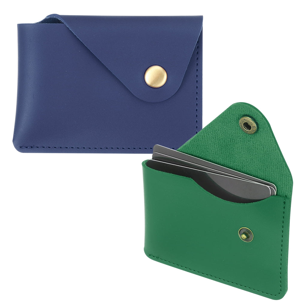 Slim Leather Card Holder with Snap Closure, 2 Pcs Leather Front Pocket Wallet Card Case Holder for Cash Coin Men and ...