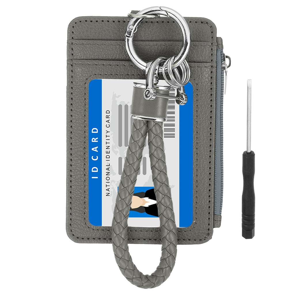 4.7 x 3.2 x 0.2" Slim PU Leather Card Holder Wallet, 1 Set Small Front Pocket Credit Card Case Zipper Coin Wallets wi...