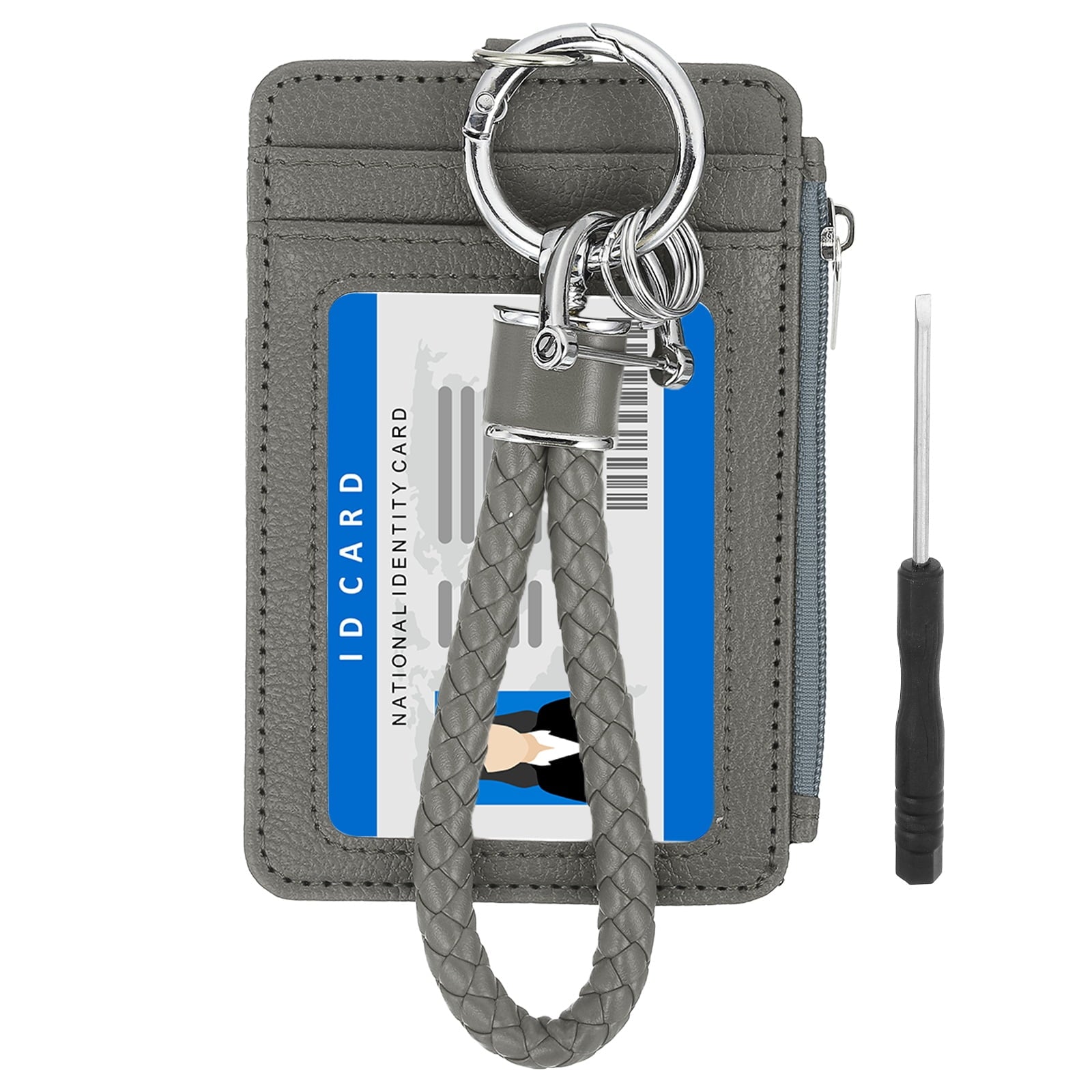4.7 x 3.2 x 0.2" Slim PU Leather Card Holder Wallet, 1 Set Small Front Pocket Credit Card Case Zipper Coin Wallets wi...