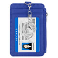 Slim PU Leather Card Holder Wallet with Keychain, Blue
