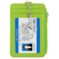 Slim PU Leather Card Holder Wallet with Keychain, Green