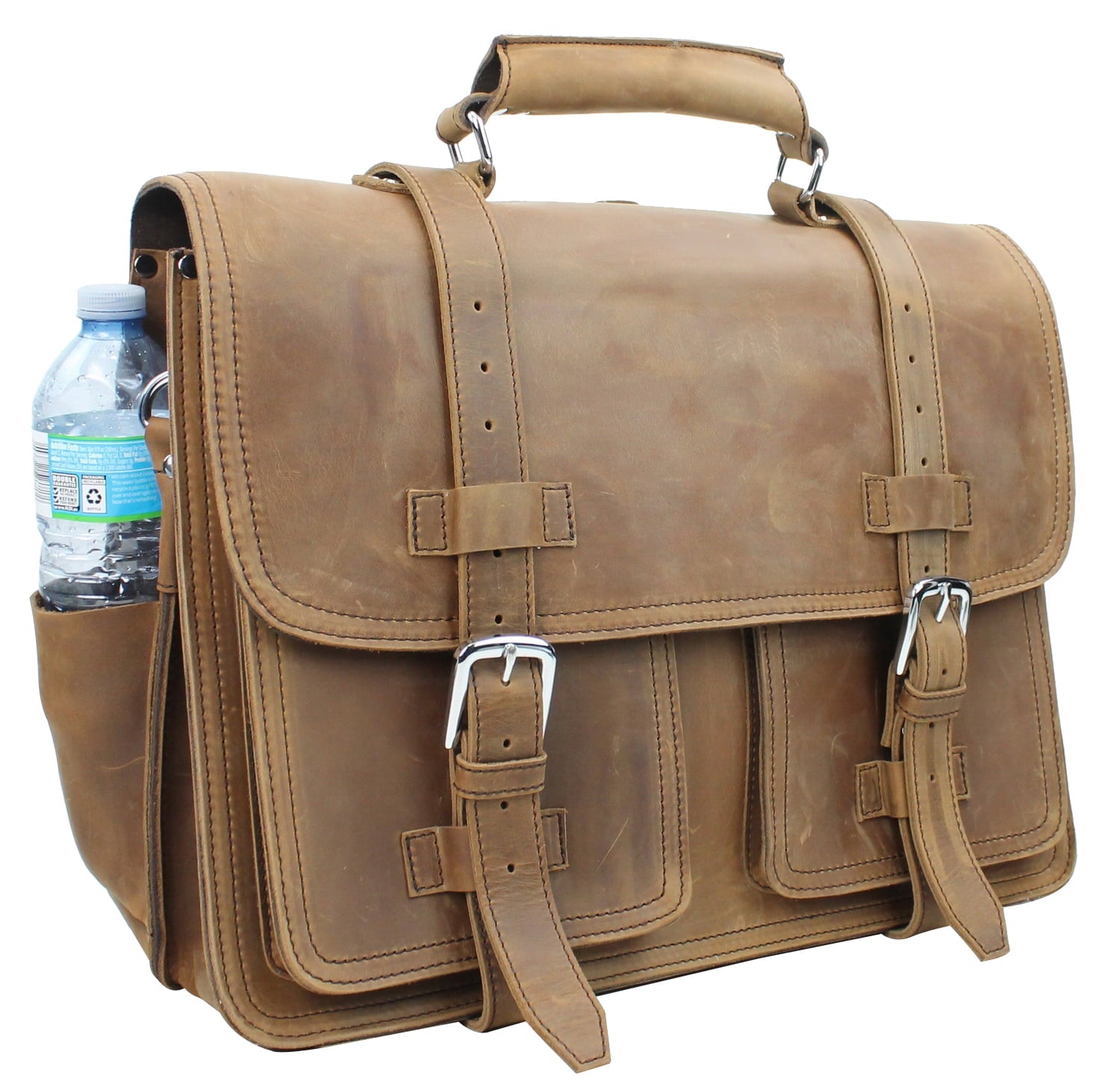 14" Medium CEO Leather Briefcase/Backpack Tote