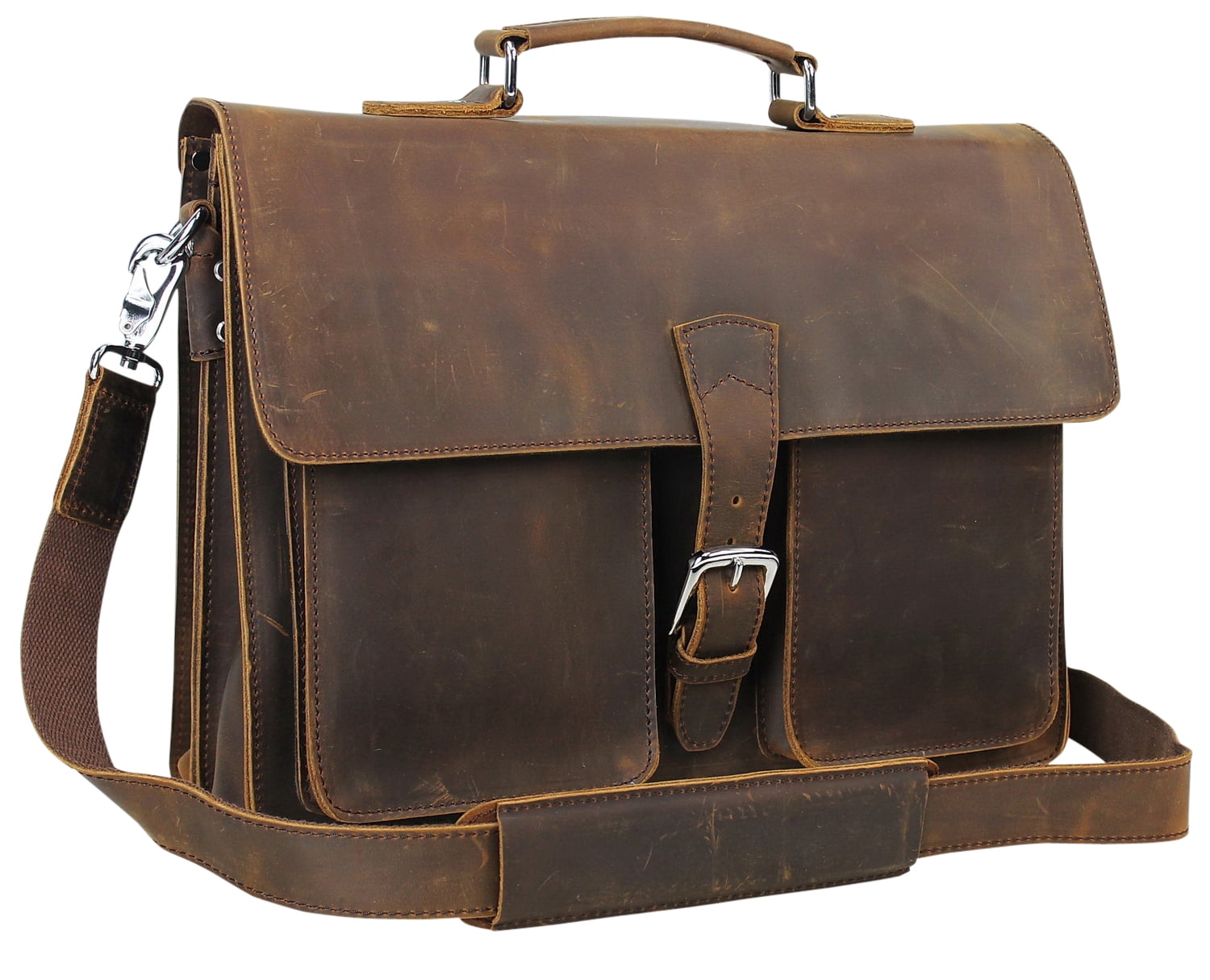 Cowhide Leather Pro Briefcase L64. Vintage Brown