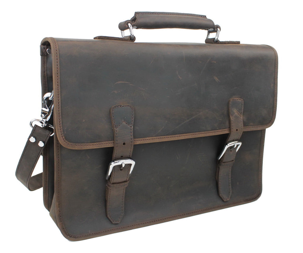 Large Full Grain Cowhide Leather Briefcase Laptop Bag L05.DB