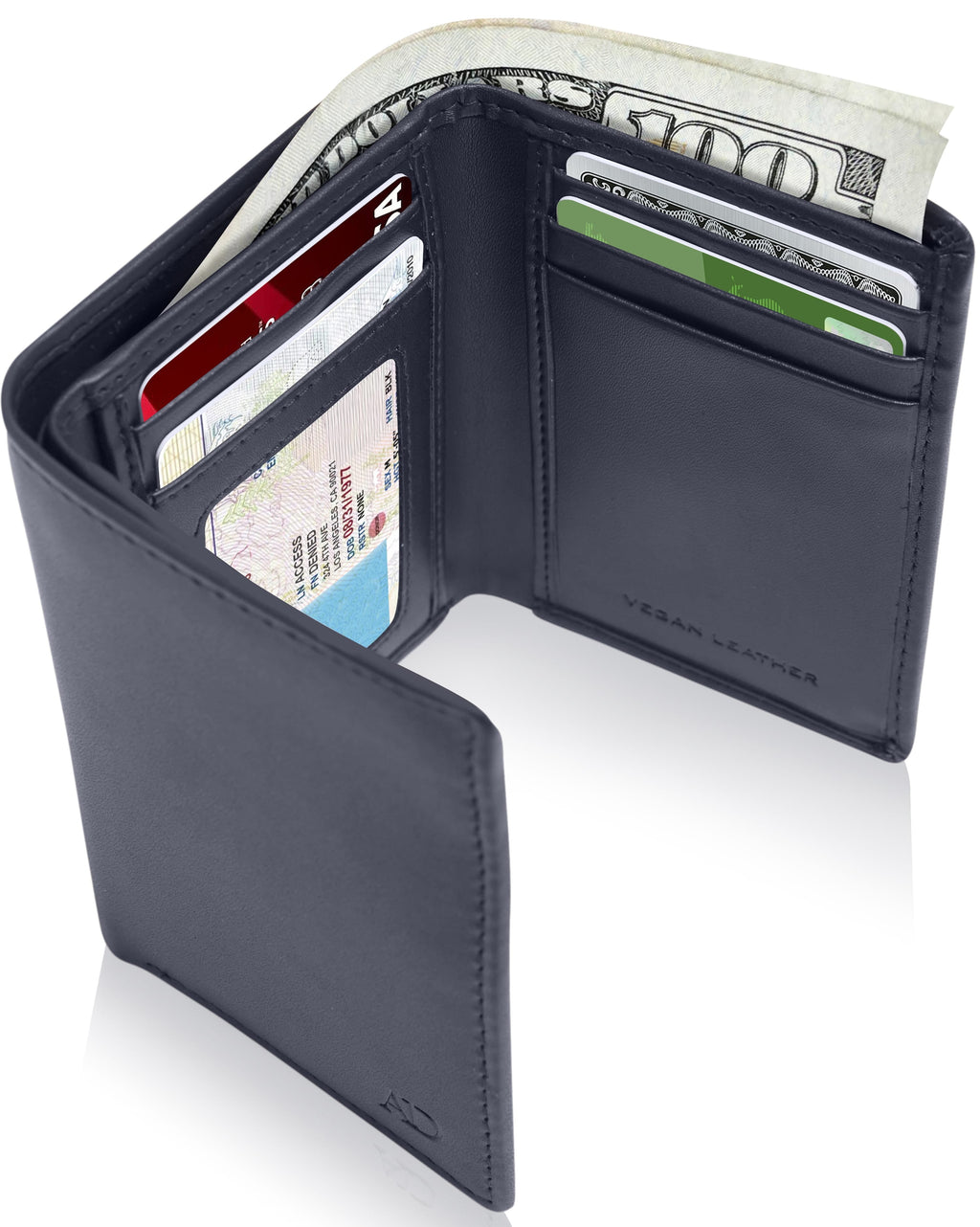 Vegan Leather Trifold Wallets For Men - Cruelty Free Non Leather Mens Wallet With ID Window Gifts For Men