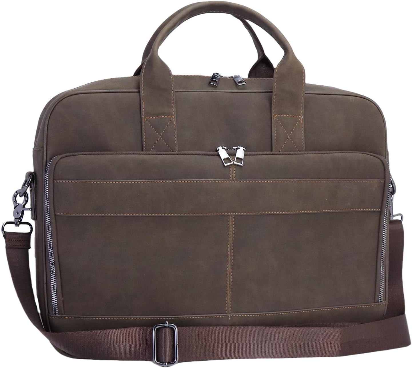 Vintage Faux Leather Briefcase: 15.6" Roomy/17 Compact Laptop Messenger Bag for Men - body Business Travel Satchel