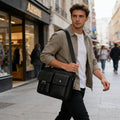 Vintage Messenger Bag for Men,Leather Computer Laptop Bag,Waterproof Briefcases for Men Retro Mens Briefcase Satchel Bag for Work Office Bus