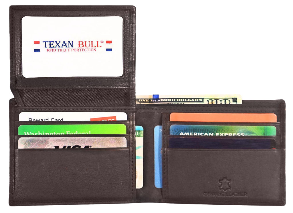 Wallet for Men-Genuine Leather RFID Blocking Bifold Wallet With ID Window