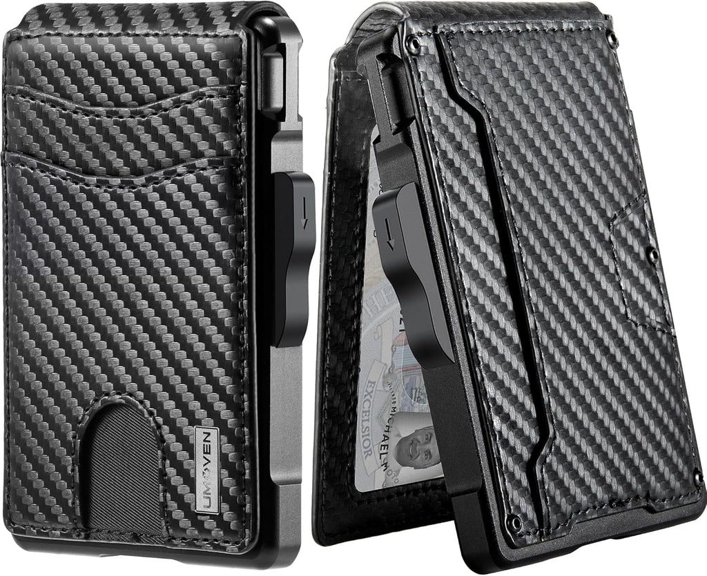for Men - with Money Clip Slim Leather Slots Credit Card Holder Blocking Bifold Minimalist (Money Clip Inside)