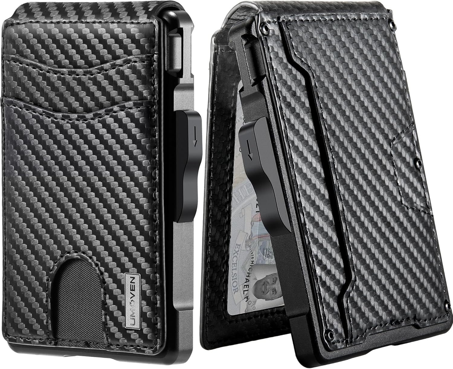 for Men - with Money Clip Slim Leather Slots Credit Card Holder Blocking Bifold Minimalist (Money Clip Inside)