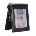 by RFID Men's Leather Slim Bifold Money Clip Wallet Front Pocket Credit Card Holder, Black