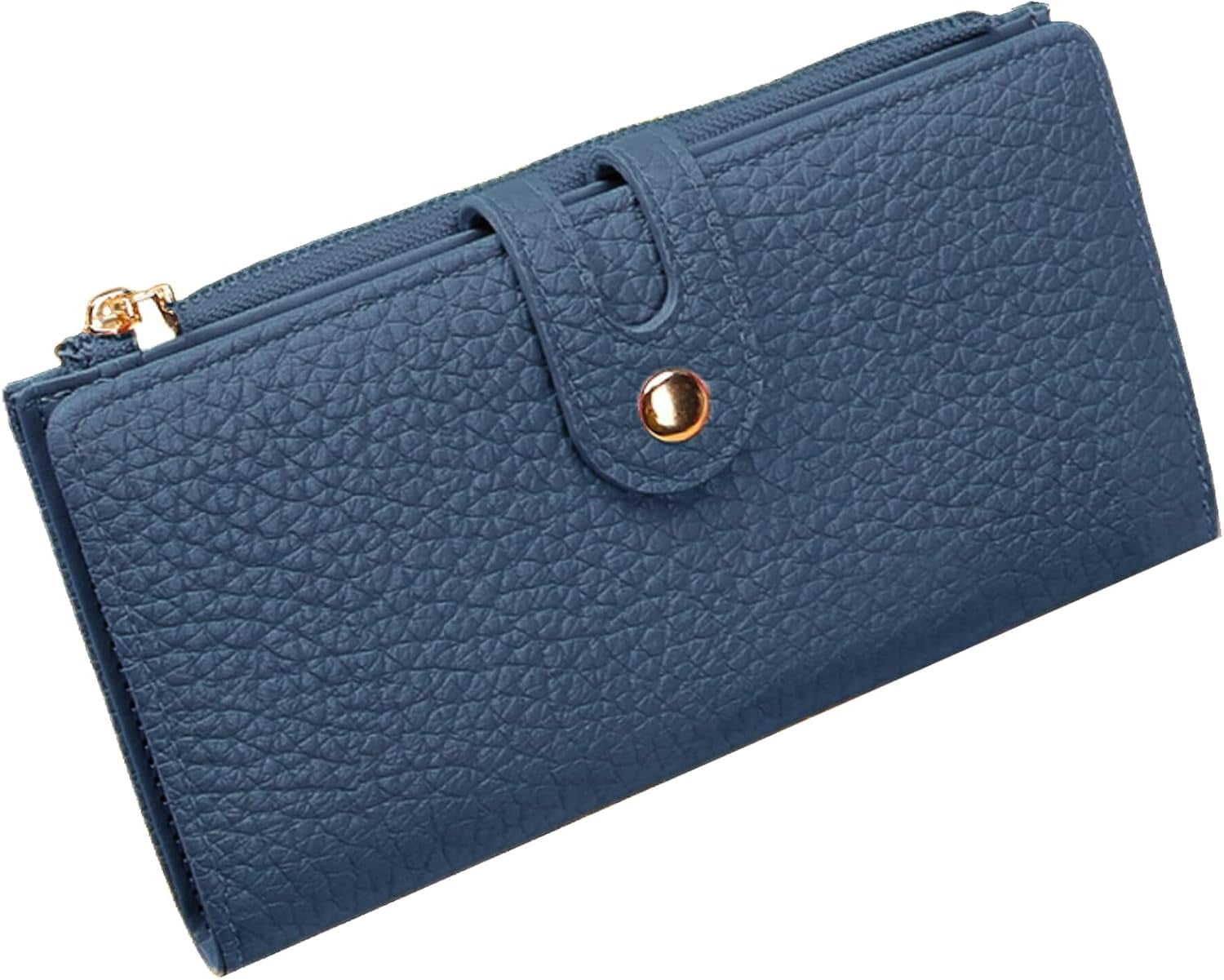 Wallets for Women Slim Leather Credit Card Holder RFID Blocking Bifold Thin Wallet with 4 Clear Windows Zipper Pocket