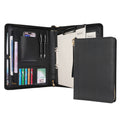 A4 Portfolio with Zipper - Leather PU Padfolio with Detachable Ring Binder and Writing Notepad Holder, Conference Fil...