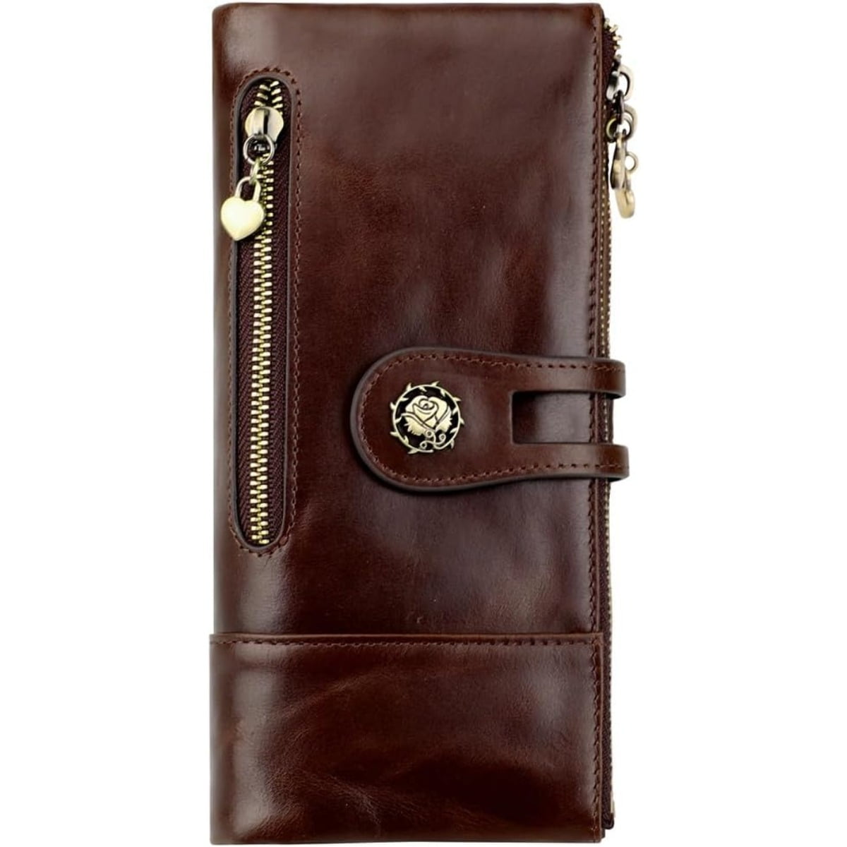 Women's RFID Blocking Wallet Soft Leather Clutch Money Ladies Purse Slim Card Holder Organizer Zip Pocket (Blue)