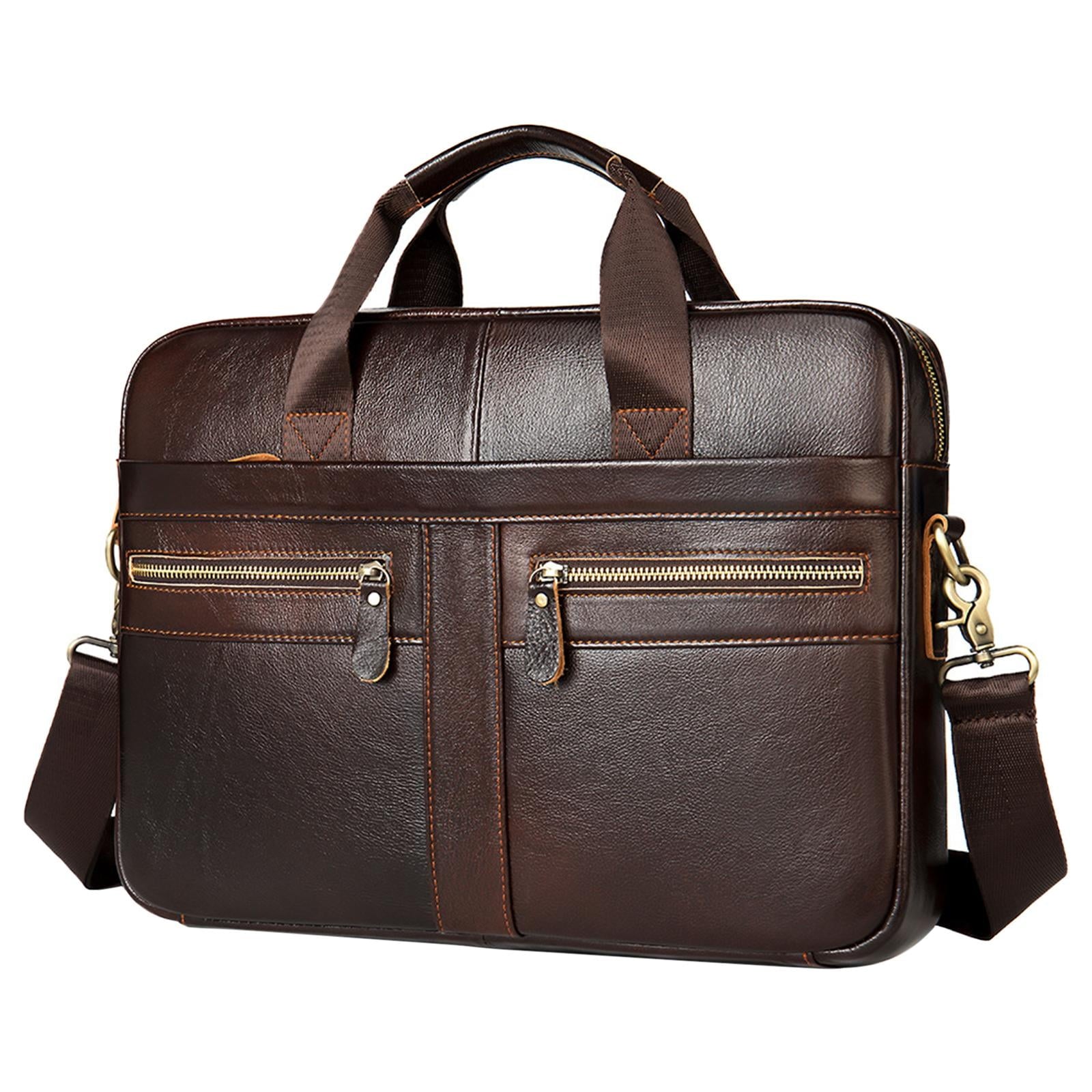 Men Briefcase Multi Pockets Practical Business Laptop Bag Lightweight Adjustable Dark Coffee