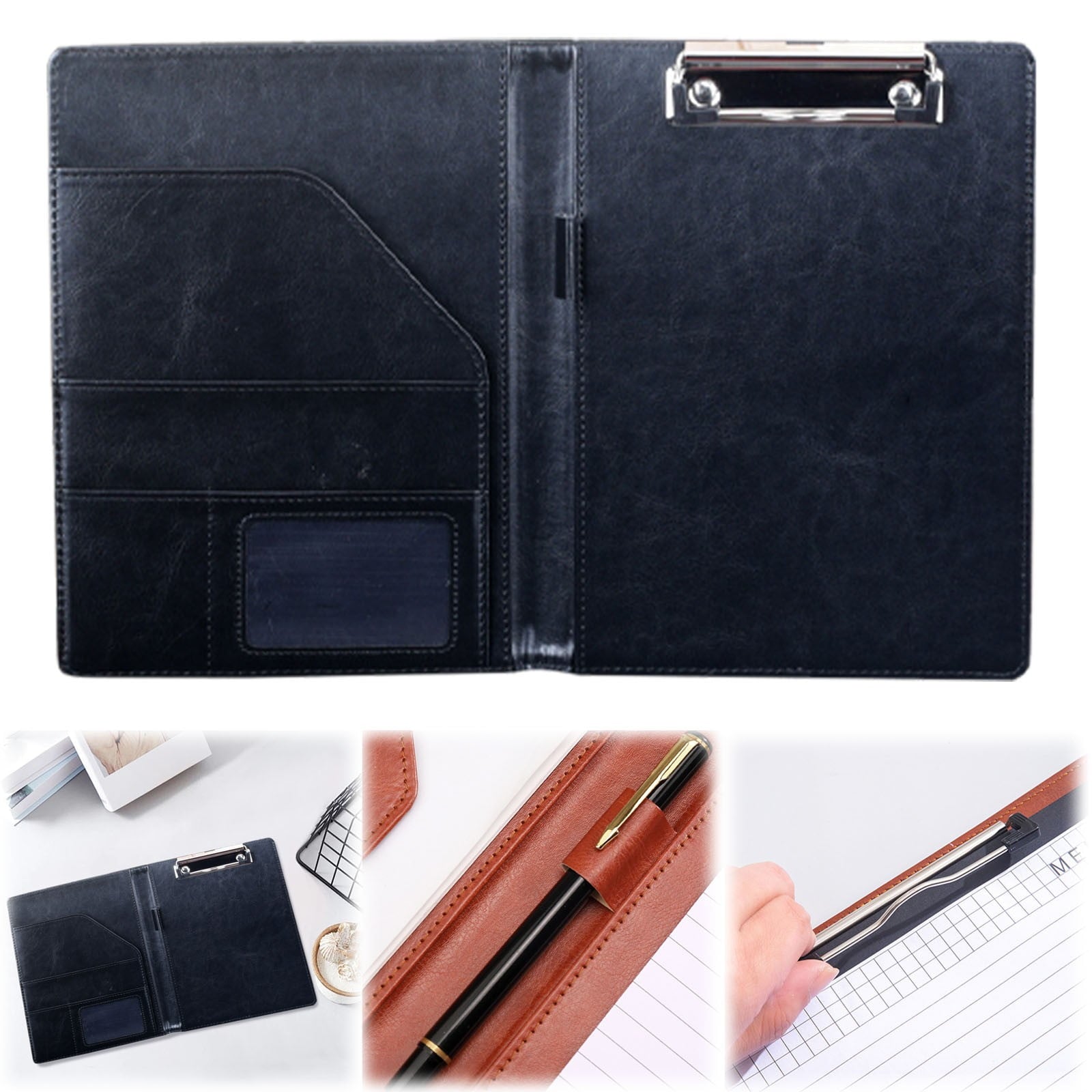 Xeede Leather Padfolio, Business Padfolio, Professional Padfolio with Clipboard, Faux Leather Portfolio Folder Binder, Clipboard with Storag