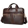 Men Briefcase Leather Laptop Business Bag Travel Messenger Bag Handbag 15 Inches Dark Coffee