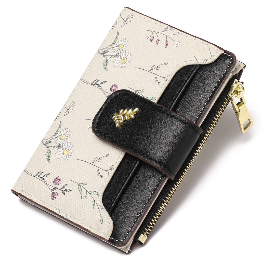 Small Wallet for Women Slim Bifold Leather Credit Card Holder Purse Zipper Pocket Coin Wallets with ID Window