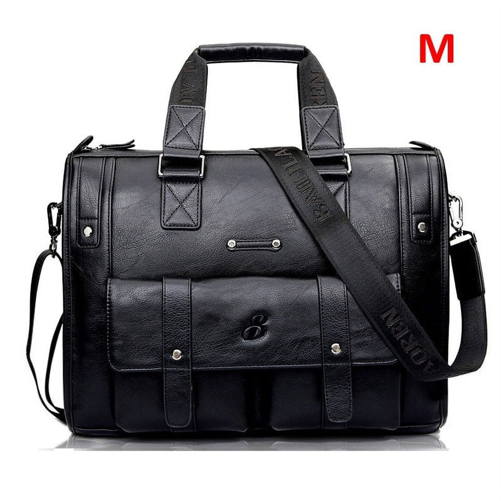 Men’s Leather Black Briefcase Business Handbag Messenger Bags Male Vintage Shoulder Bag Large Laptop Travel Bags
