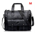 Men’s Leather Black Briefcase Business Handbag Messenger Bags Male Vintage Shoulder Bag Large Laptop Travel Bags
