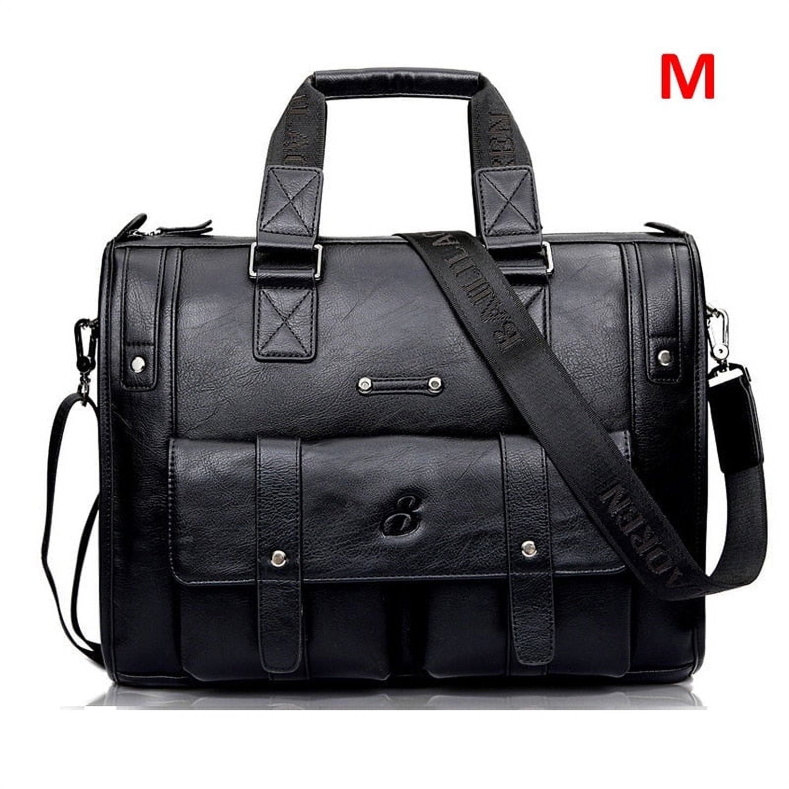 Men’s Leather Black Briefcase Business Handbag Messenger Bags Male Vintage Shoulder Bag Large Laptop Travel Bags