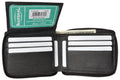 Zippered Bifold Mens Wallet Deluxe Credit Card Flip Genuine Lamb Leather P 1256 (C) Black