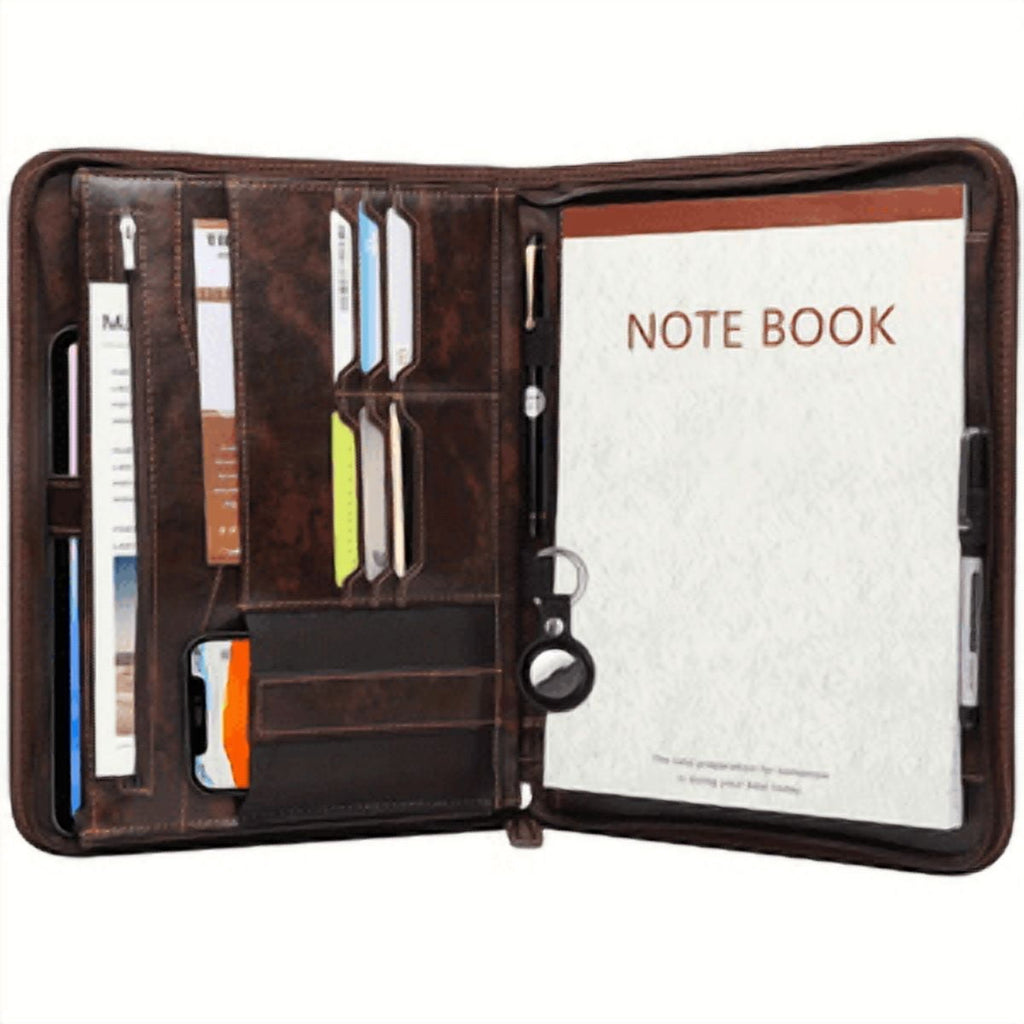 with 3 Ring Binder, Professional PU Leather Portfolio Organizer with tepad, Tablet & Phone Pocket, Business Resume Do...