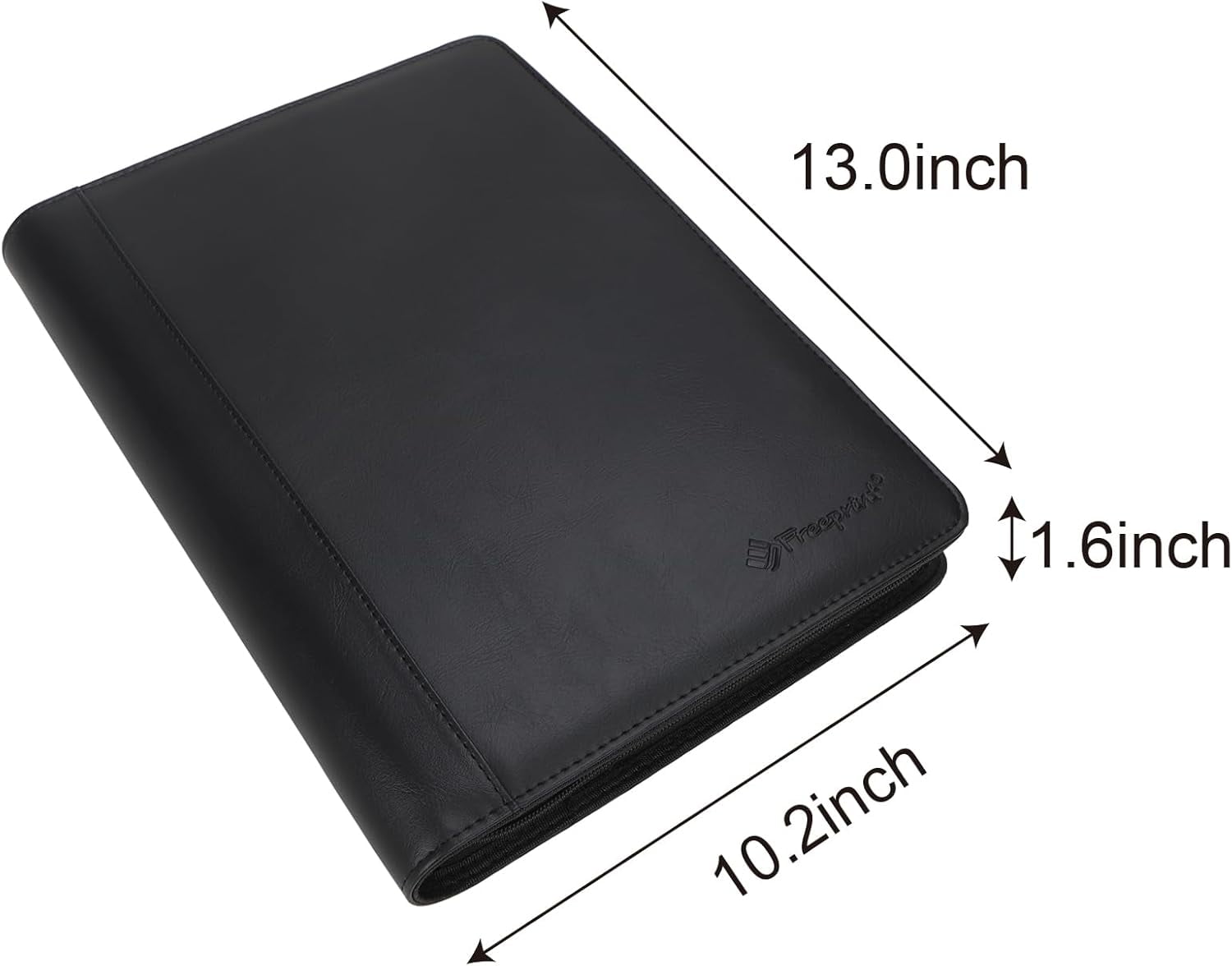 3 Ring with Writing Pad Legal Size Letter - PU Leather Professional Padfolio Folder for Interview Business, Black