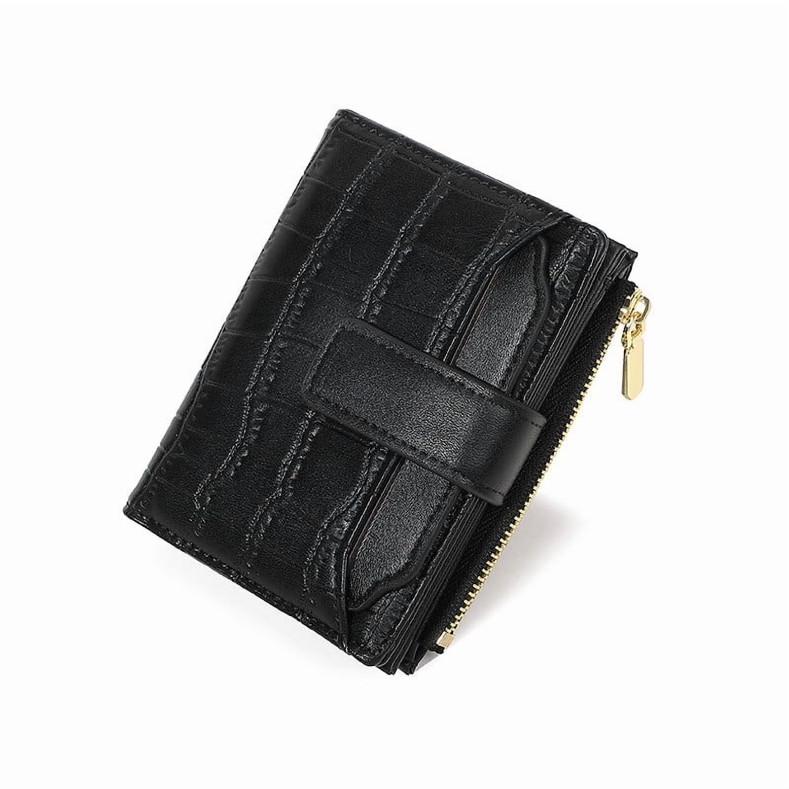 Women's Small Bifold Wallet, Compact PU Leather Credit Card Holder with Zipper Coin Pocket, Multi-Slot Slim Wallet for Cash, Cards, and Lips
