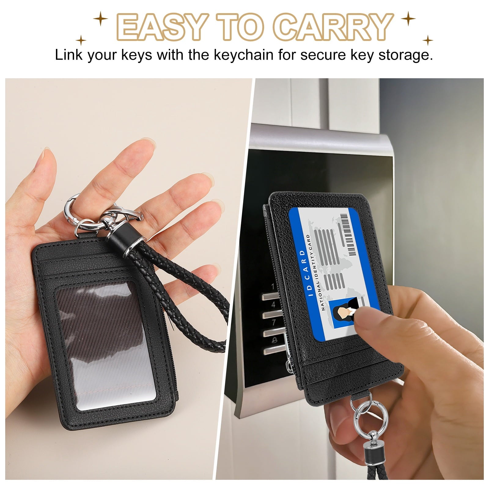 4.7 x 3.2 x 0.2" Slim PU Leather Card Holder Wallet, 1 Set Small Front Pocket Credit Card Case Zipper Coin Wallets wi... - Image 5