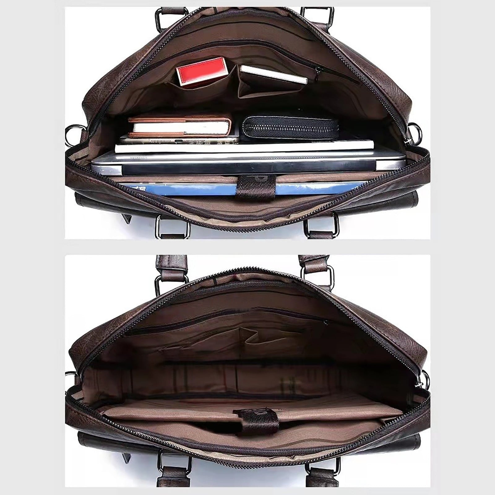 Laptop Messenger Bags Detachable Strap Vintage Computer Crossbody Shoulder Bag for Business Work Black - Image 4