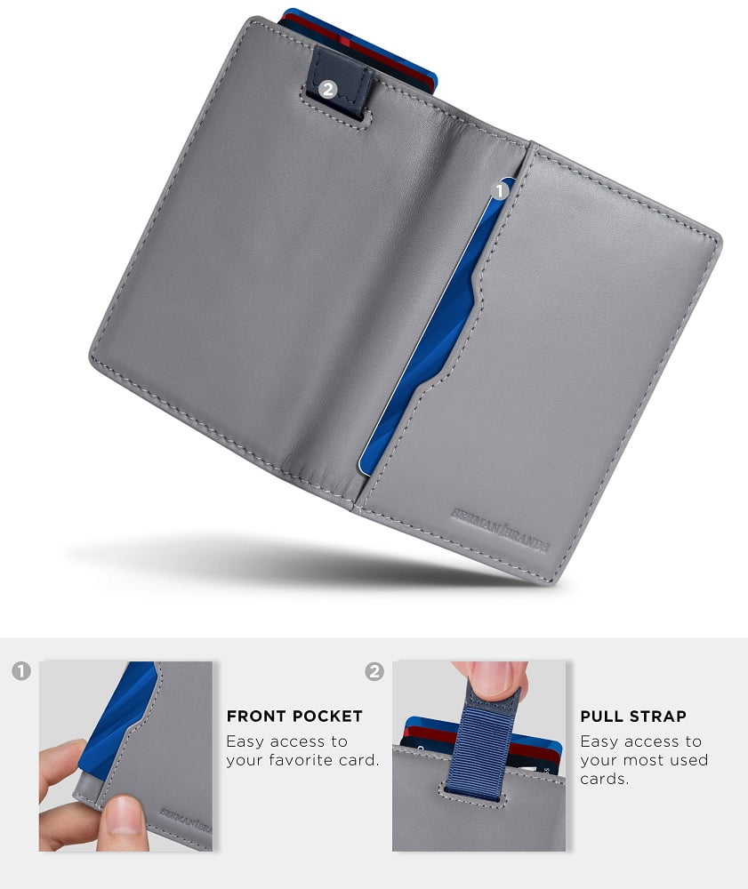 Travel Wallet | RFID Blocking | Bifold Slim Genuine Leather | Thin Minimalist | Front Pocket Wallets for Men | Billfold | Titanium Gray - Image 5